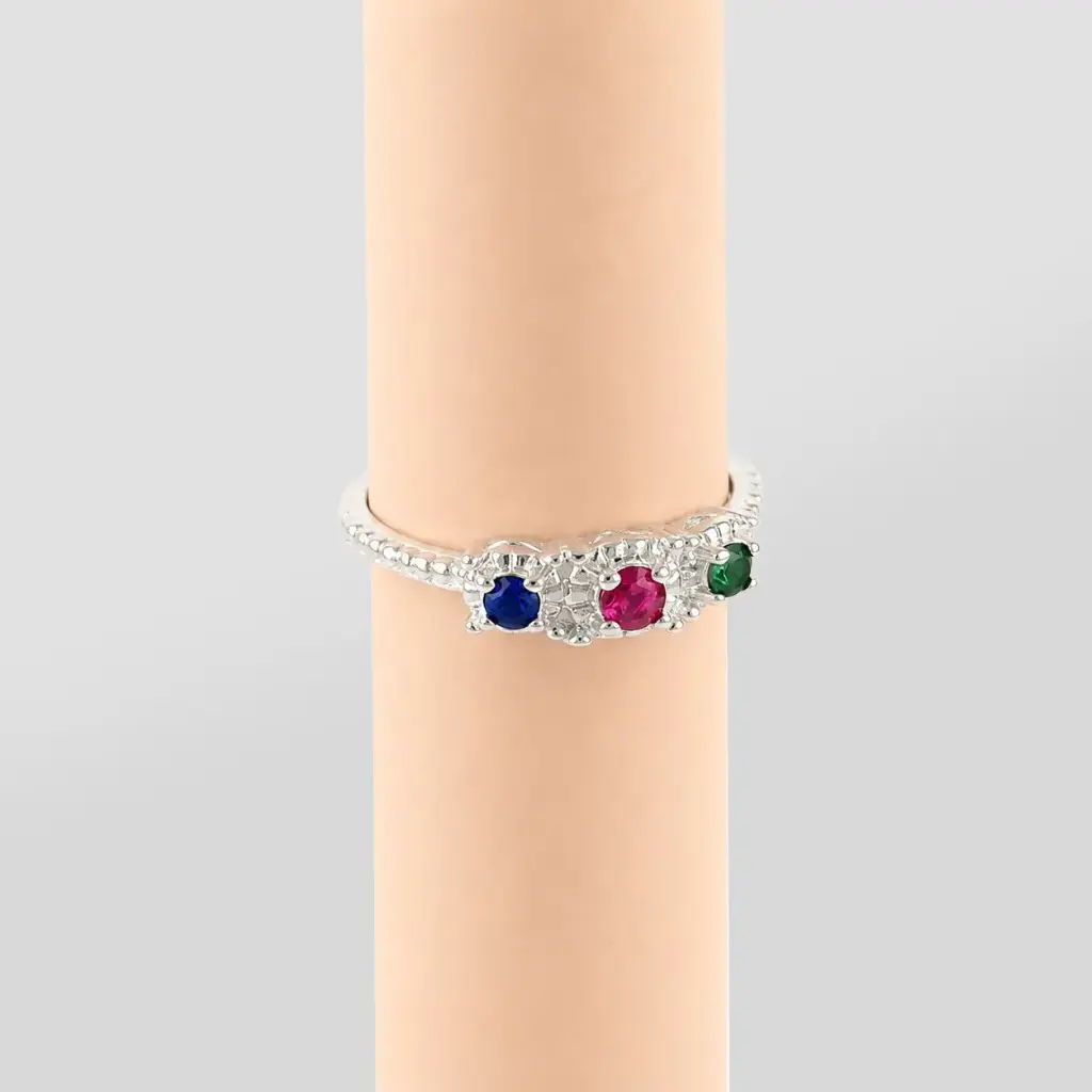 Anillo en Plata ley 925 cristales colores mix 