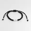 Pulsera en plata ley 925 cordón ajustable negros balines.webp