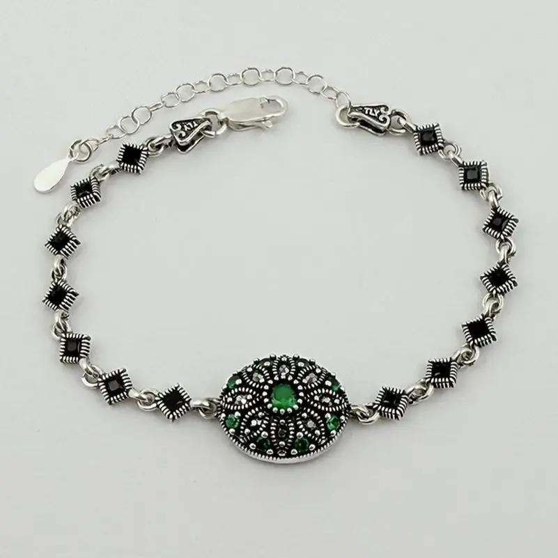 PULSERA PLATA QUEMADA VERDE.webp