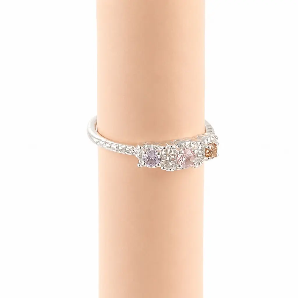 Anillo en Plata ley 925 cristales colores mix 