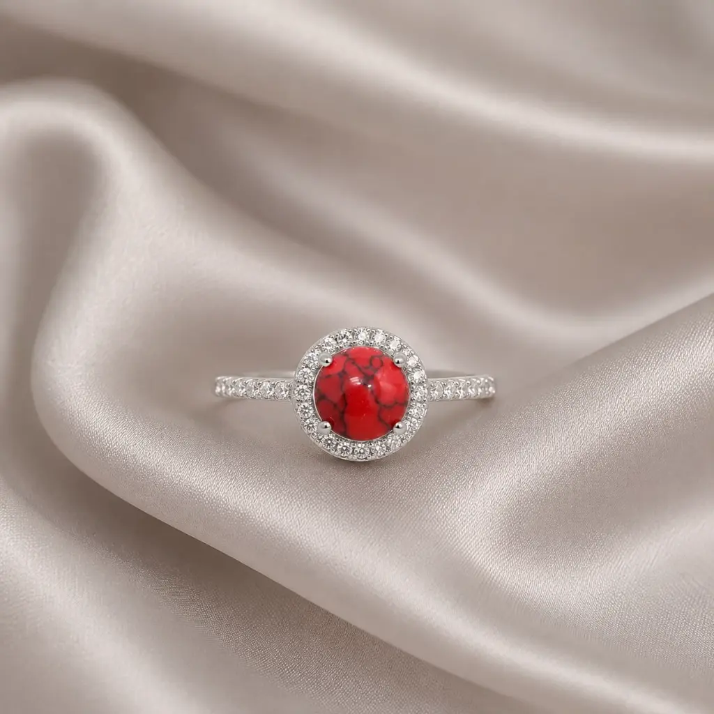 ANILLO PLATA LEY 925 PIEDRA ROJA MARMOL.webp