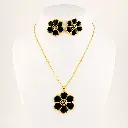 Juego en acero dorado flor esmaltad.webp