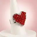 [AC-AN-122] Anillo en acero silver ajustable corazón cristales rojos tejido a mano.webp