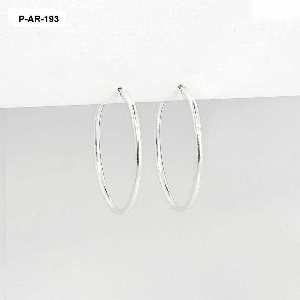 Arete argolla lisa tubular 4cm plata 925