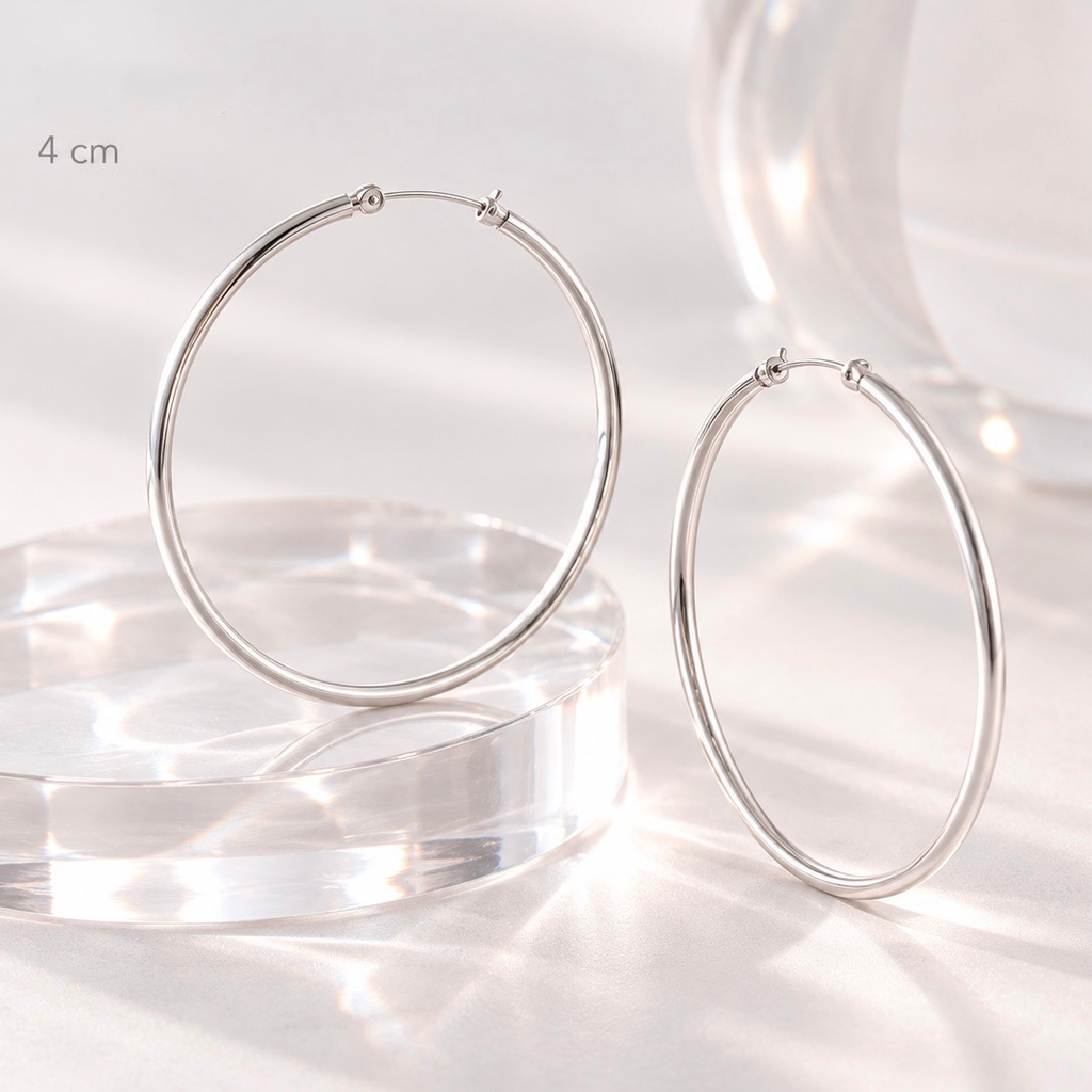 Arete argolla lisa tubular 4cm plata 925