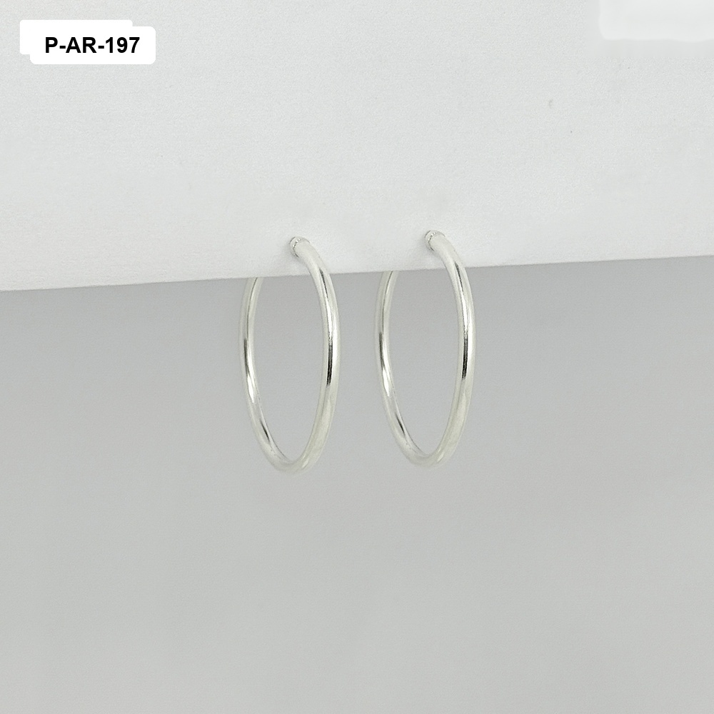 *ARETE ARGOLLA LISA TUBULAR 3,2CM PLATA 925