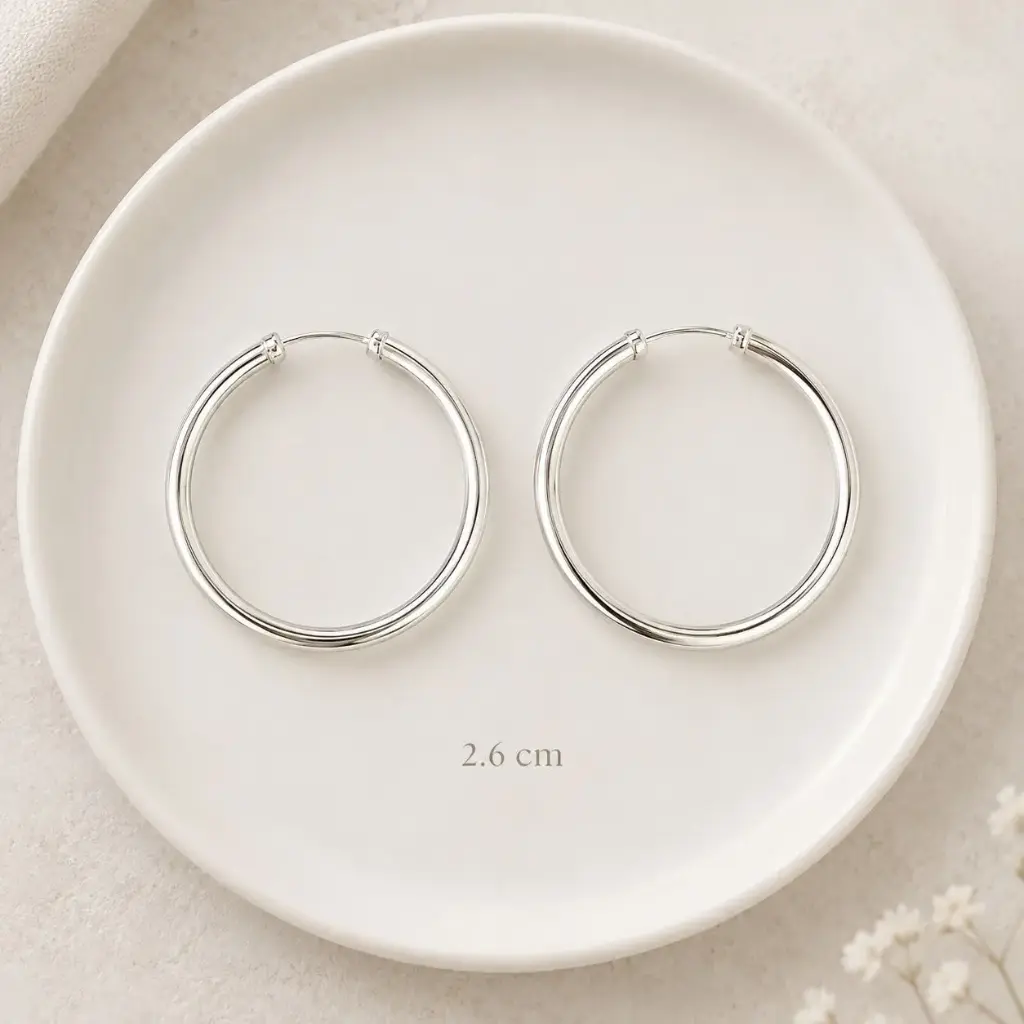 Arete argolla lisa tubular 2,6cm plata 925