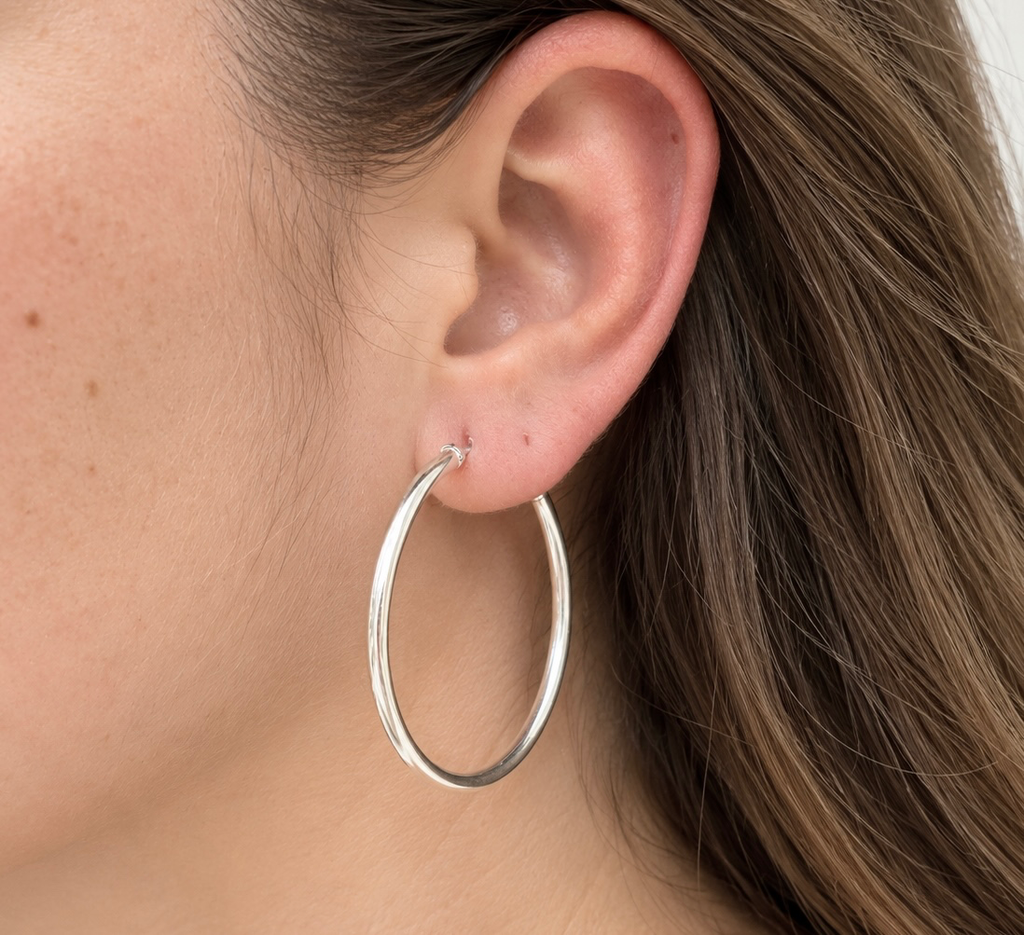 Arete argolla lisa tubular 3,5cm plata 925
