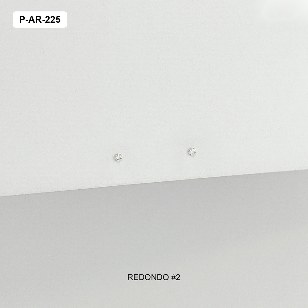 Topo plata 925 circón blanco redondo n2
