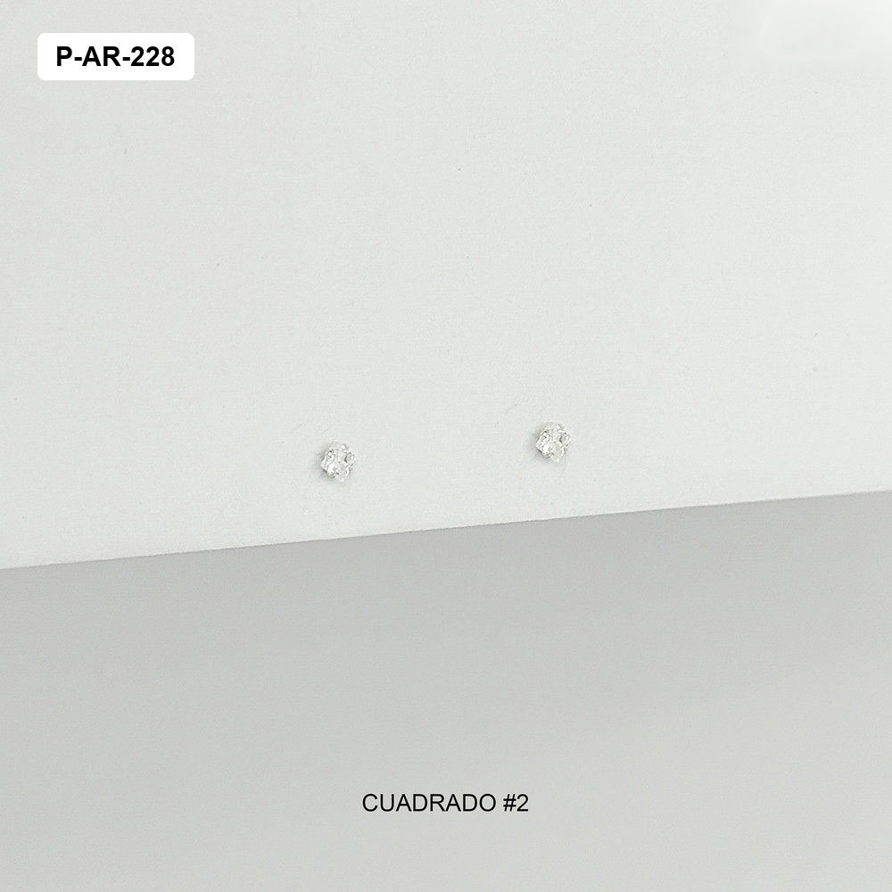 Topo plata 925 circón blanco cuadrado n2