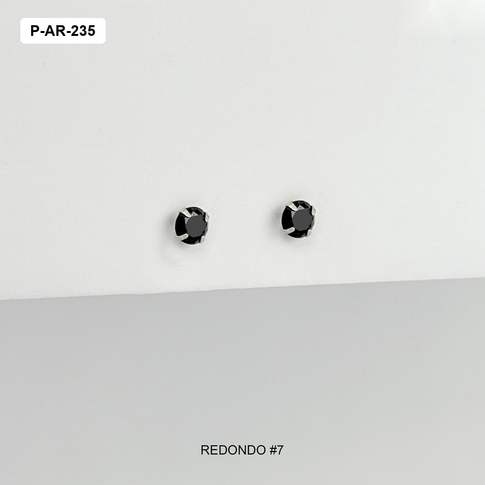 *TOPO PLATA 925 CIRCÓN NEGRO REDONDO N7