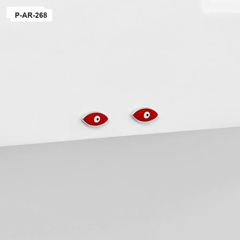 Topo plata 925 ojitos ovalados rojos