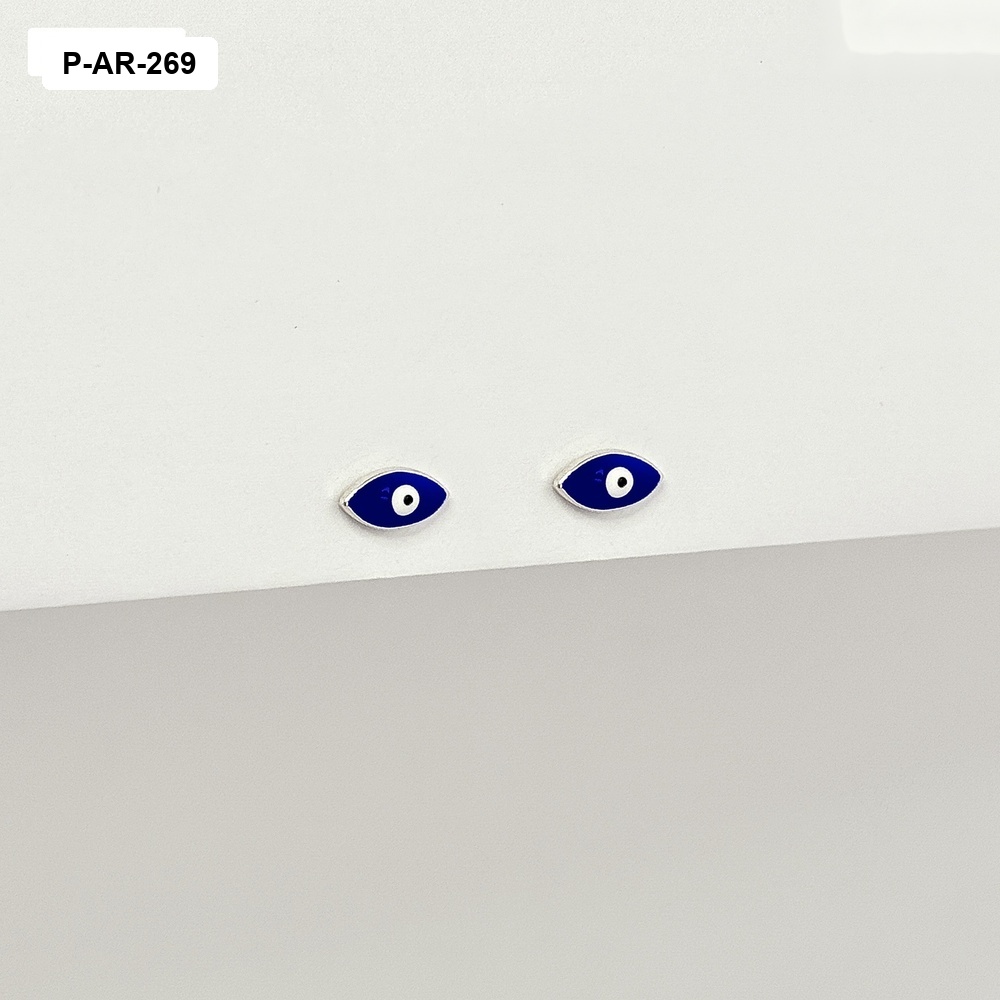 Topo plata 925 ojitos ovalados azules