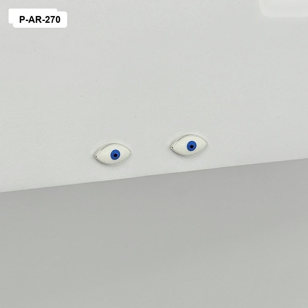 Topo plata 925 ojitos ovalados blancos