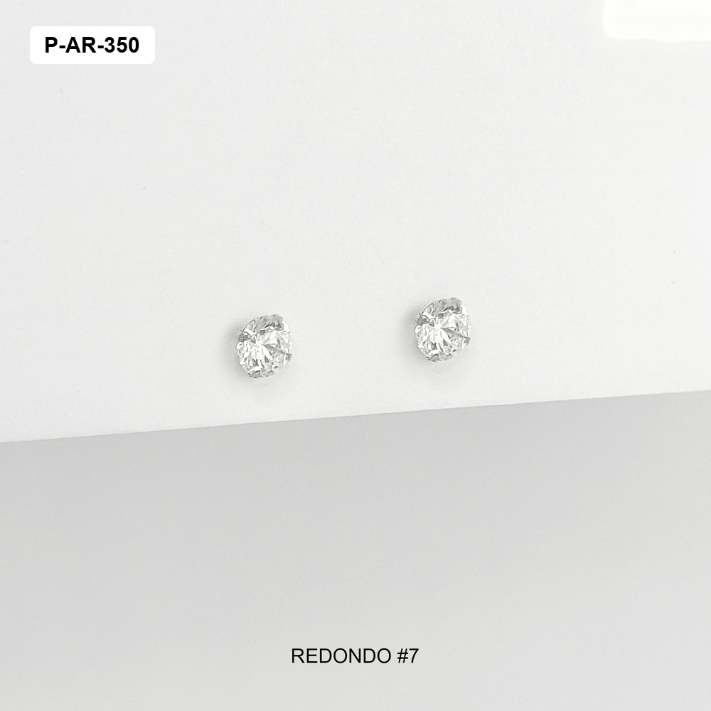 Topo en plata ley 925 cristal redondo blanco n7