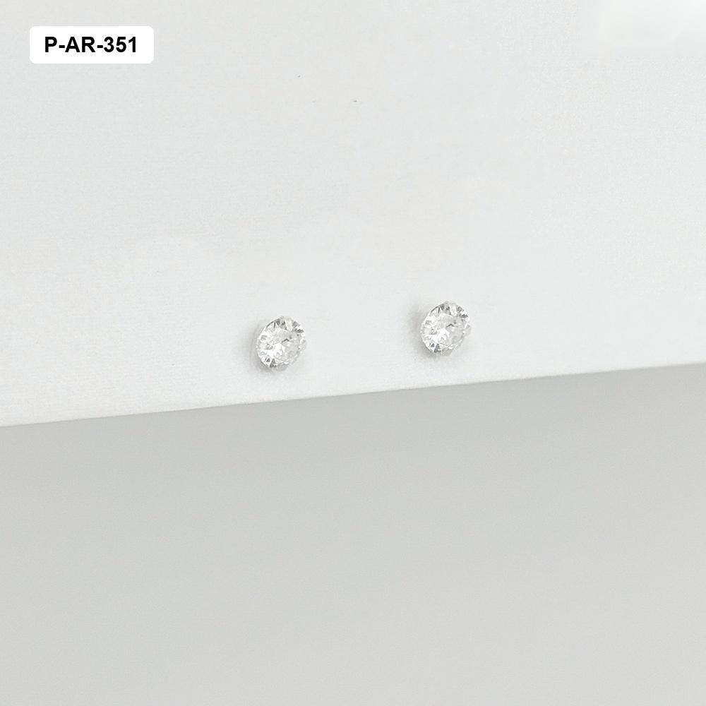 Topo en plata ley 925 cristal redondo blanco #5