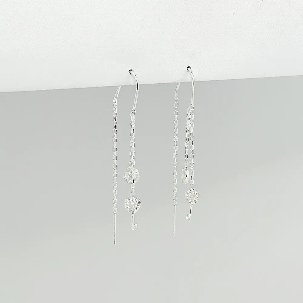 Aretes en plata ley 925 sistema pasar llave 2