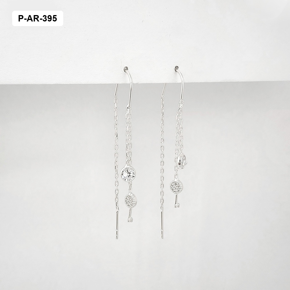 Aretes en plata ley 925 sistema de pasar llave