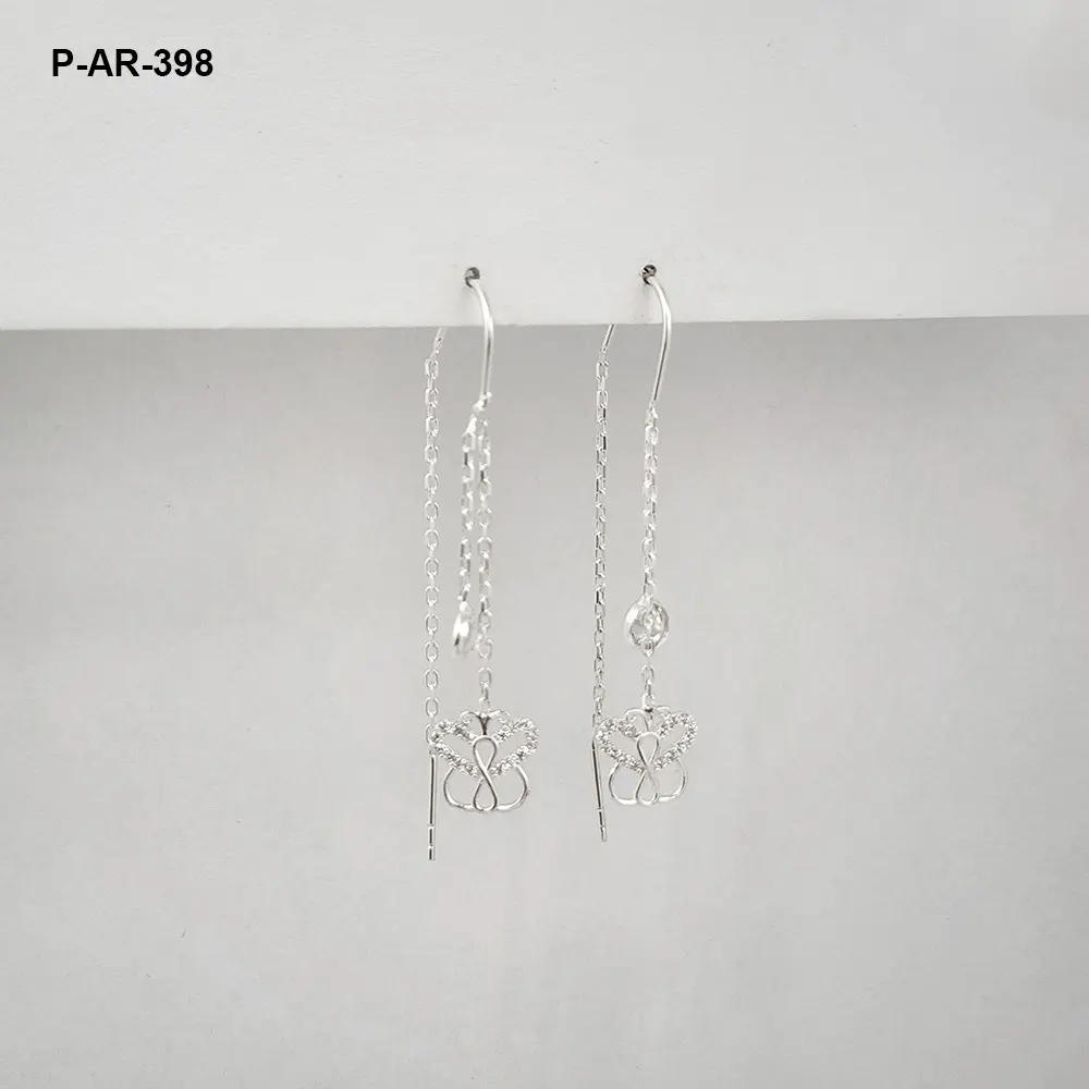 Aretes plata 925 sistema pasar mariposa