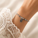 Pulsera en plata quemada 925 Guaya dije Hoja
