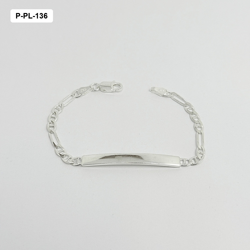 Pulsera en Plata Ley 925 Esclava Placa 4.5 cm para niños tejido cartier escalera 14cm