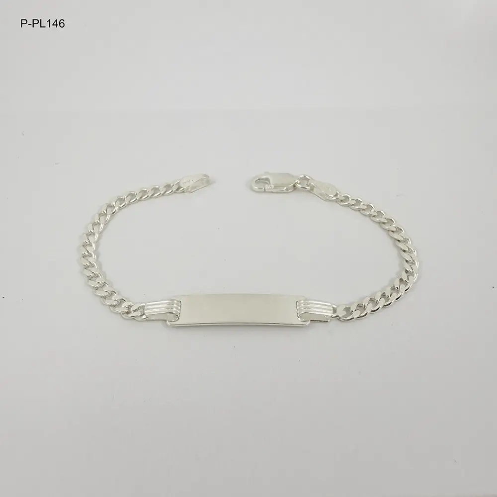 Pulsera en plata ley 925 esclava para niños tejido barbada 14cm