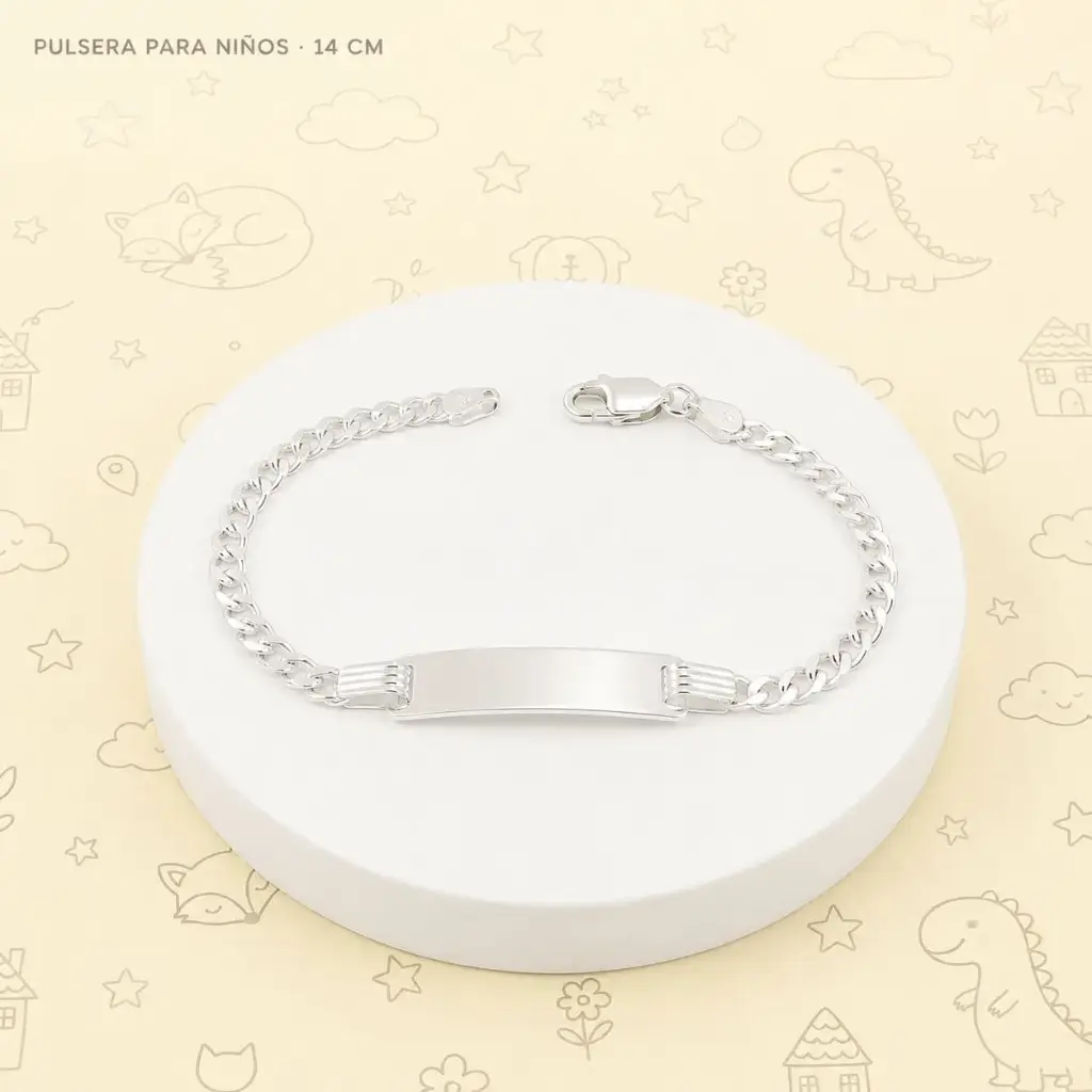Pulsera en plata ley 925 esclava para niños tejido barbada 14cm