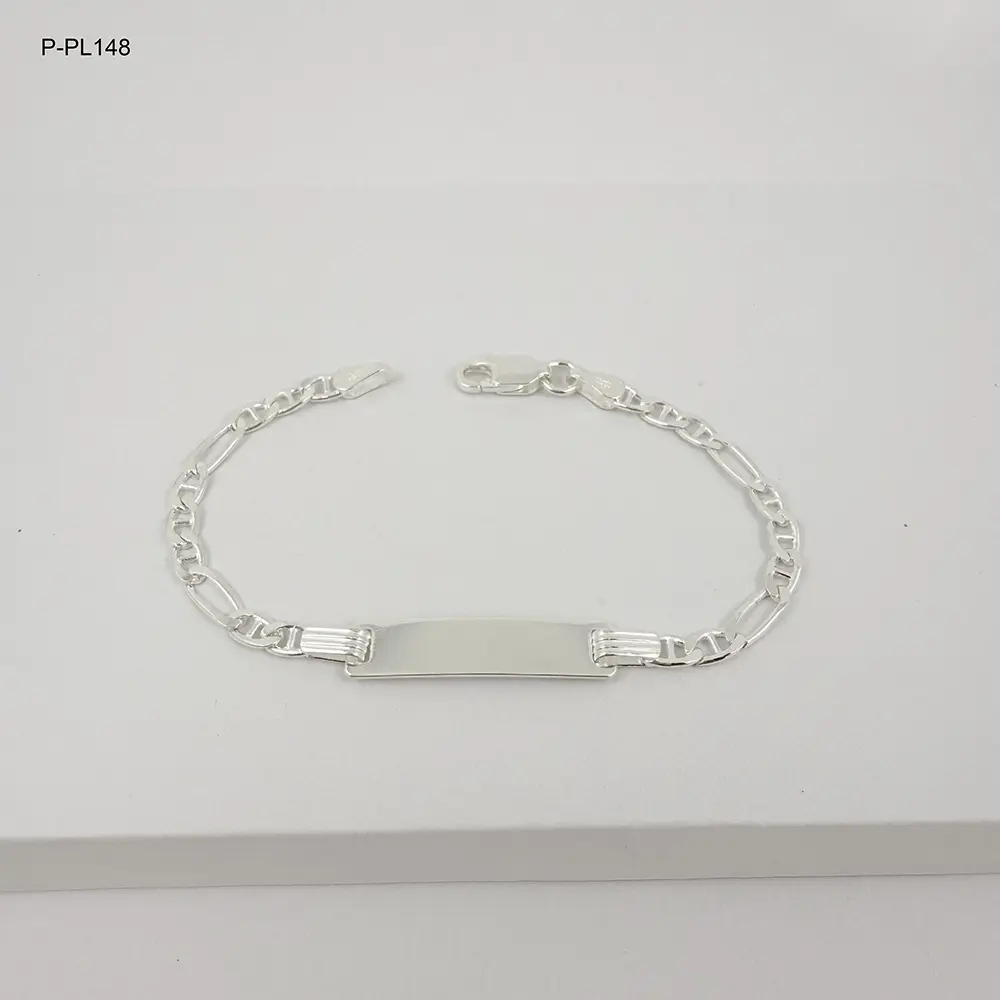 Pulsera en Plata Ley 925 Esclava para niños tejido cartier escalera 14cm