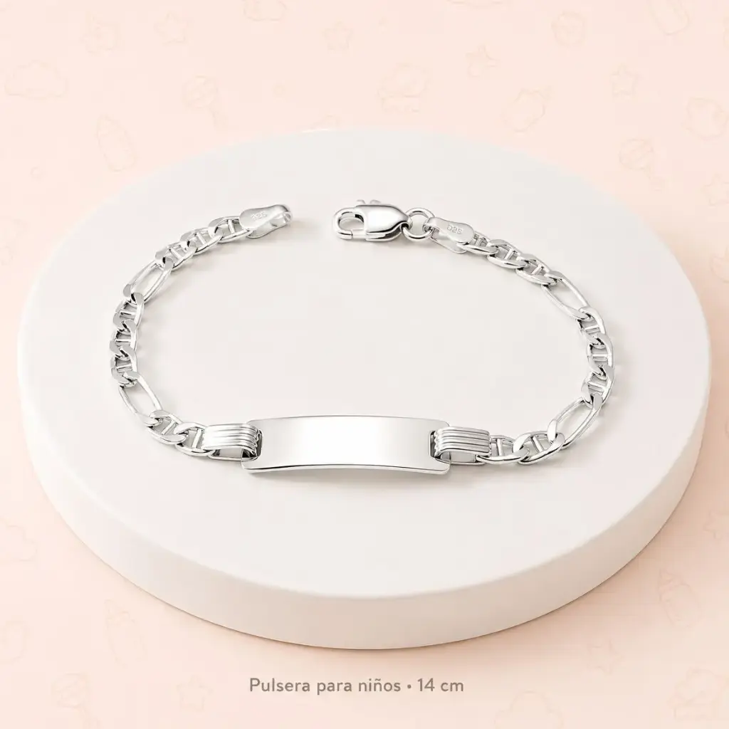 Pulsera en plata ley 925 esclava para niños tejido cartier escalera 14cm