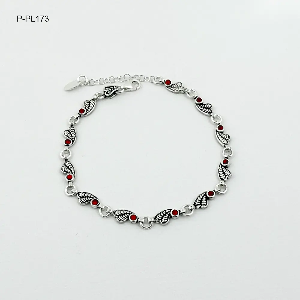 *PULSERAS PLATA QUEMADA LEY 925 CIRCONES ROJOS
