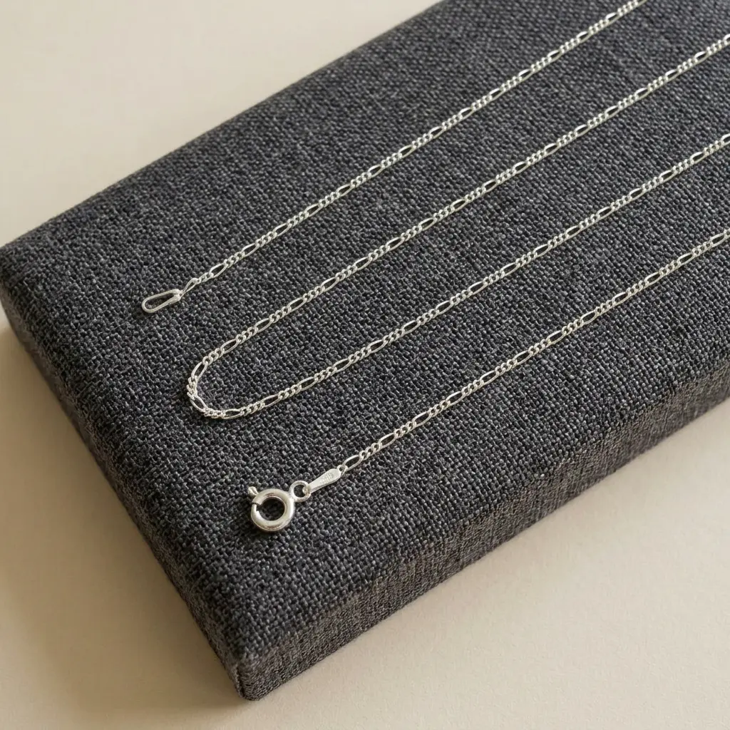 Cadena en Plata ley tejido cartier extra delgada 55 cm