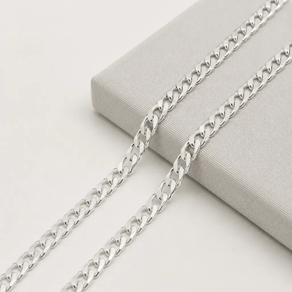 Cadena plata 925 tejido barbada 50cm 4mm