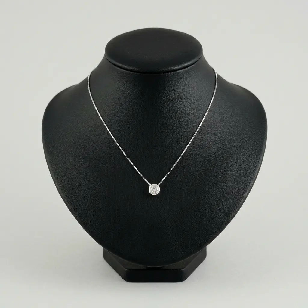 Collar en Plata ley 925 dije punto de luz circón bicel