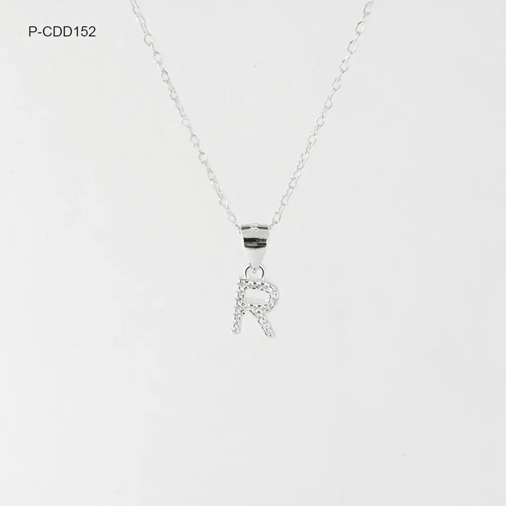Collar en plata ley 925 dije inicial microcircones 9 mm