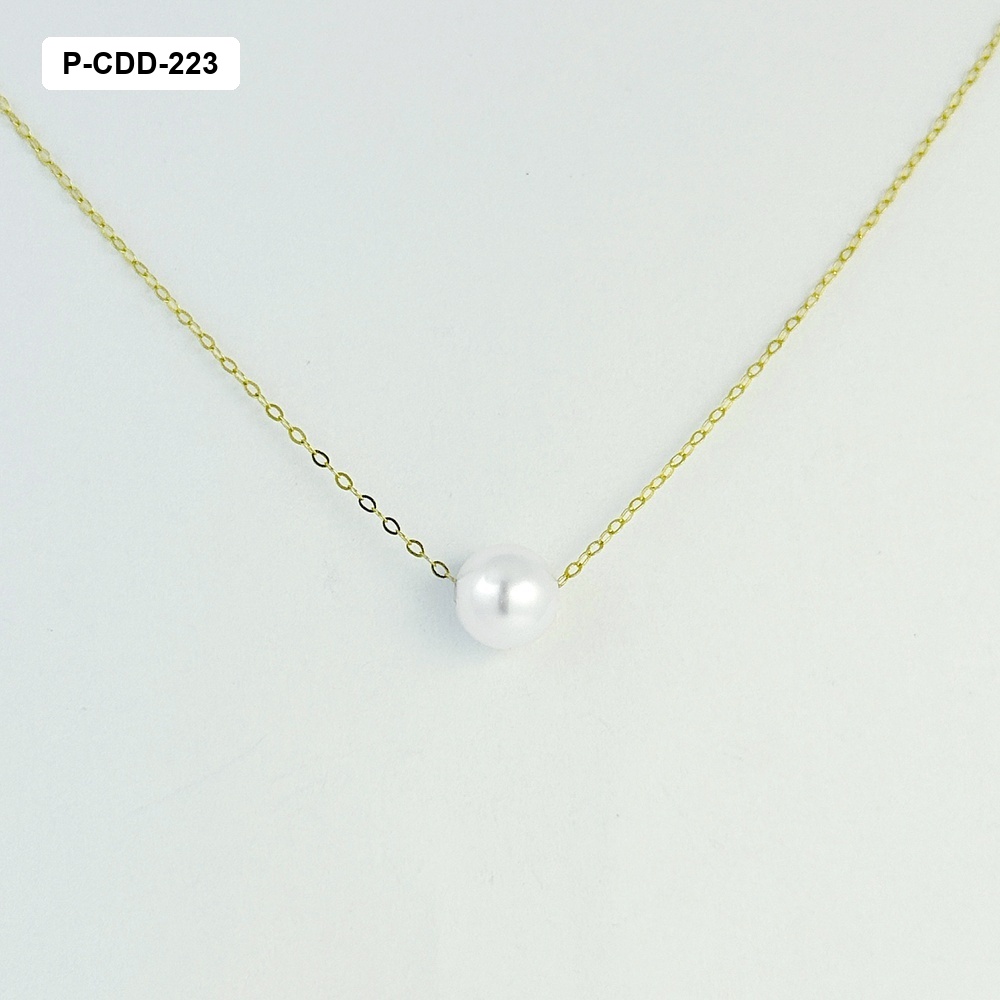 *P-CDD-223 CADENA CON DIJE PERLA SOLITARIO GOLD PLATA 925