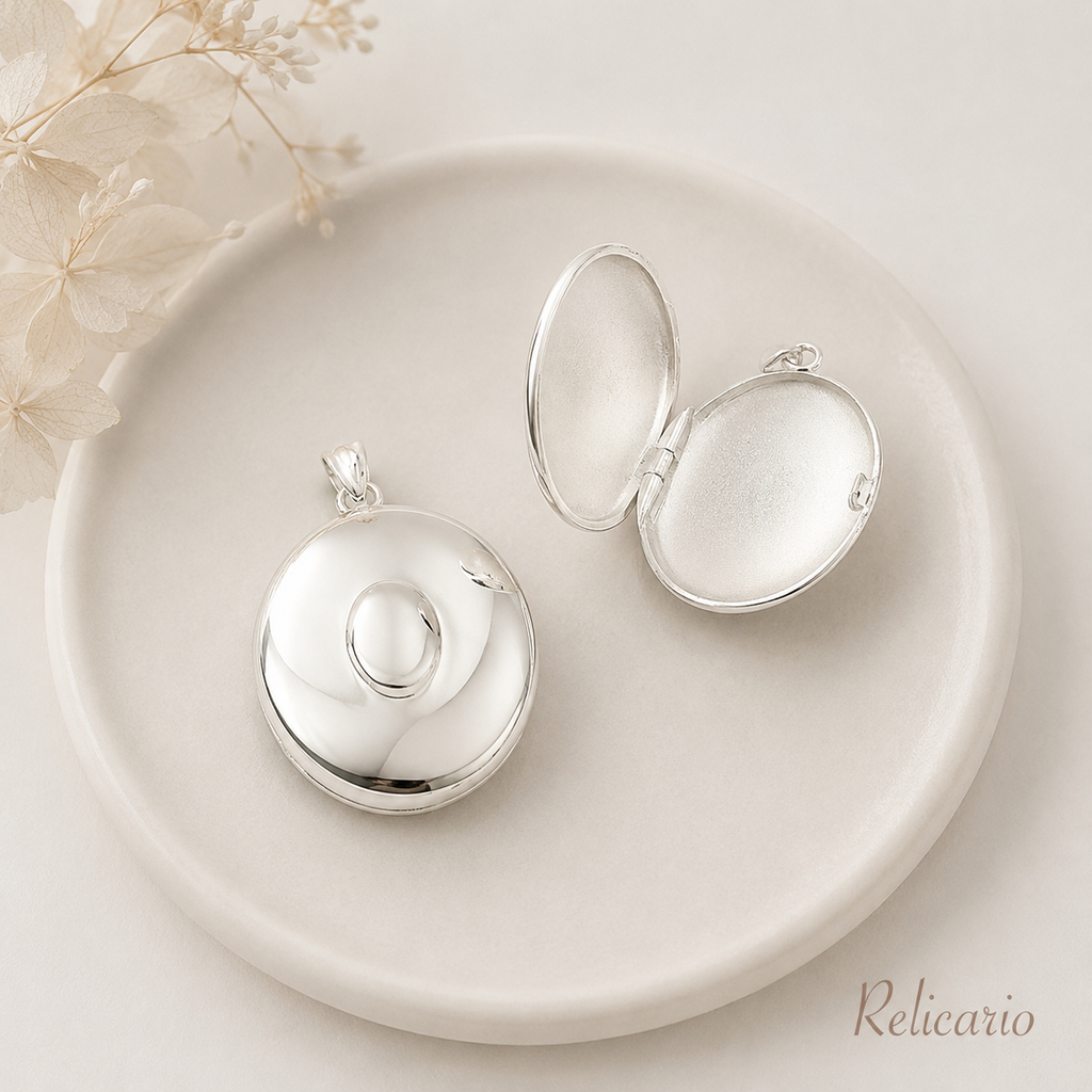 Dije relicario ovalado plata 925