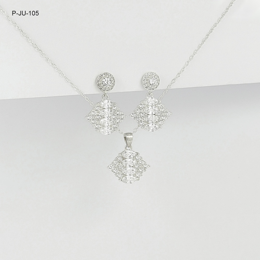 *JUEGO PLATA 925 BOCA CIRCONES BLANCOS