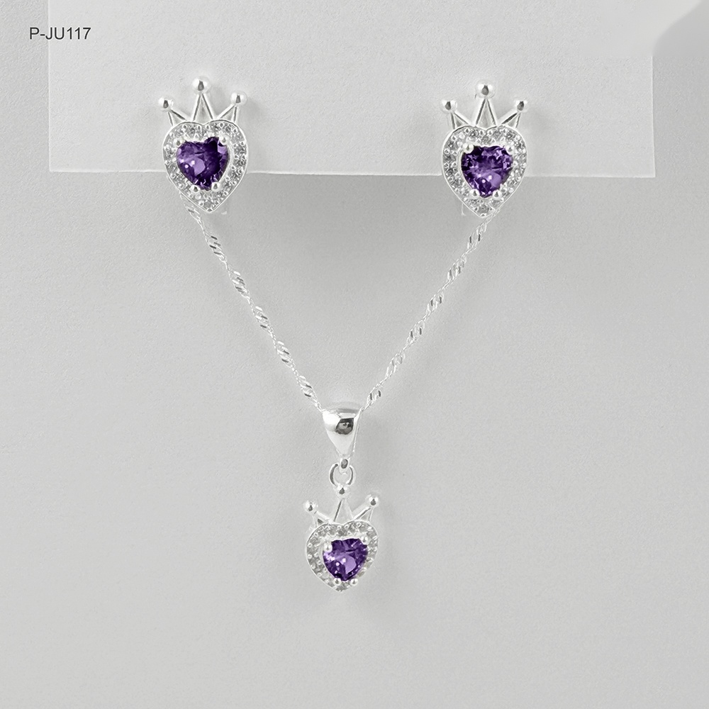 Juego plata 925 thai broche catalan corazón cristal