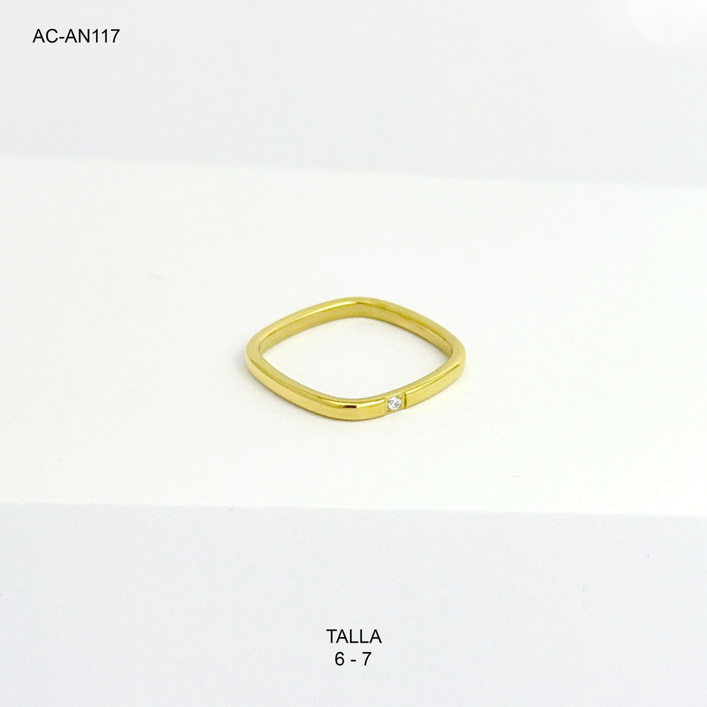 Anillo en acero gold cuadrado circón