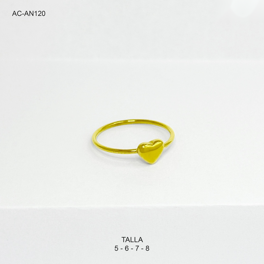 *ANILLO EN ACERO GOLD CORAZÓN LISO