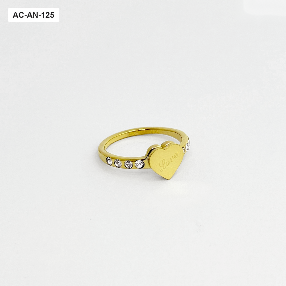 *ANILLO EN ACERO GOLD CORAZÓN CIRCÓN