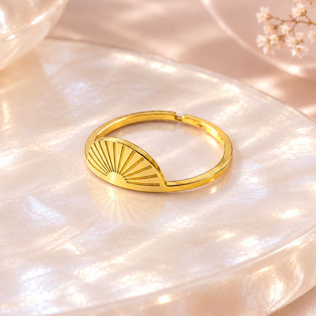 Anillo en acero gold horizonte