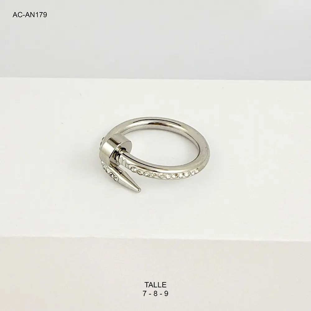 Anillo en acero silver clavo cartier circones