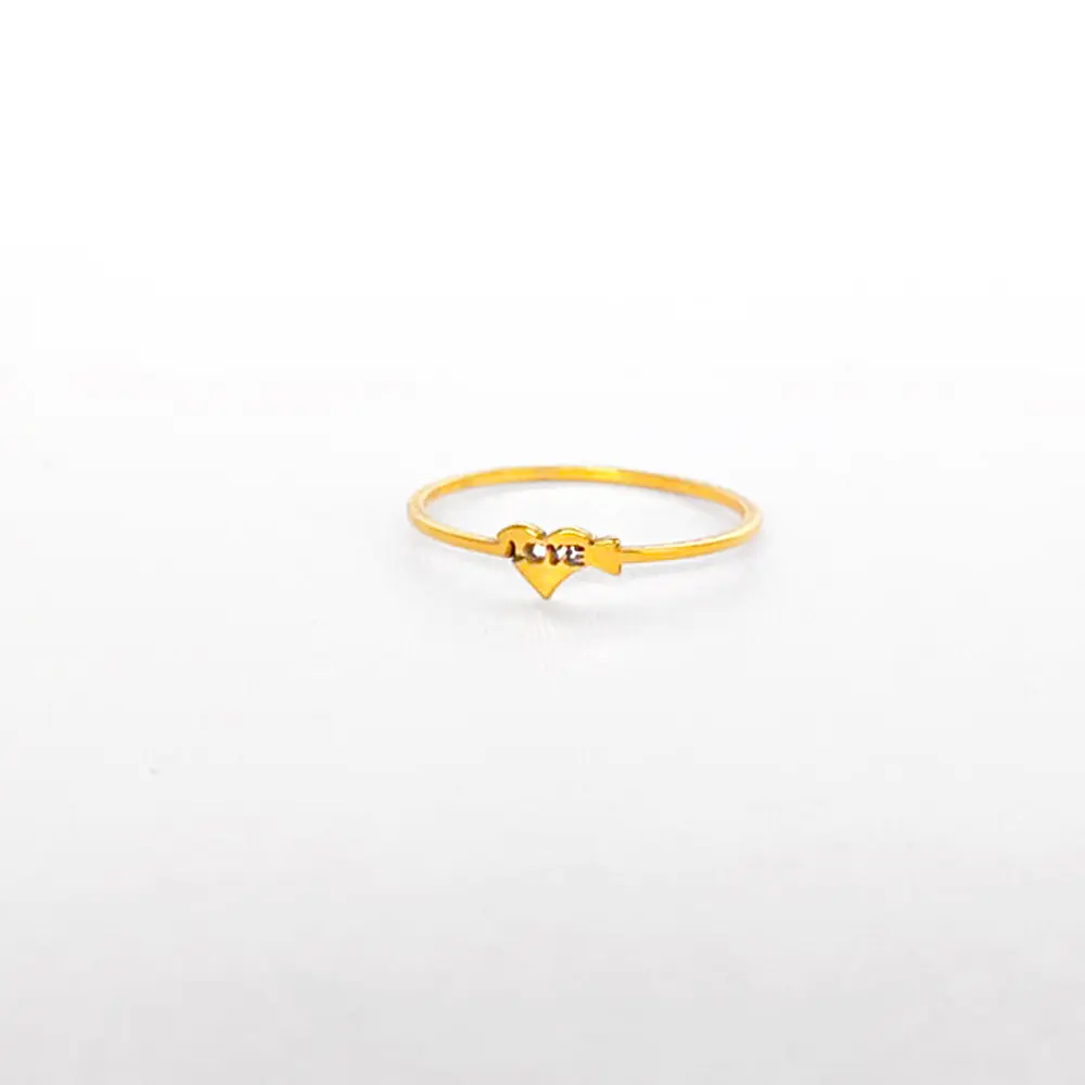 *ANILLO EN ACERO GOLD EXTRA DELGADO LOVE