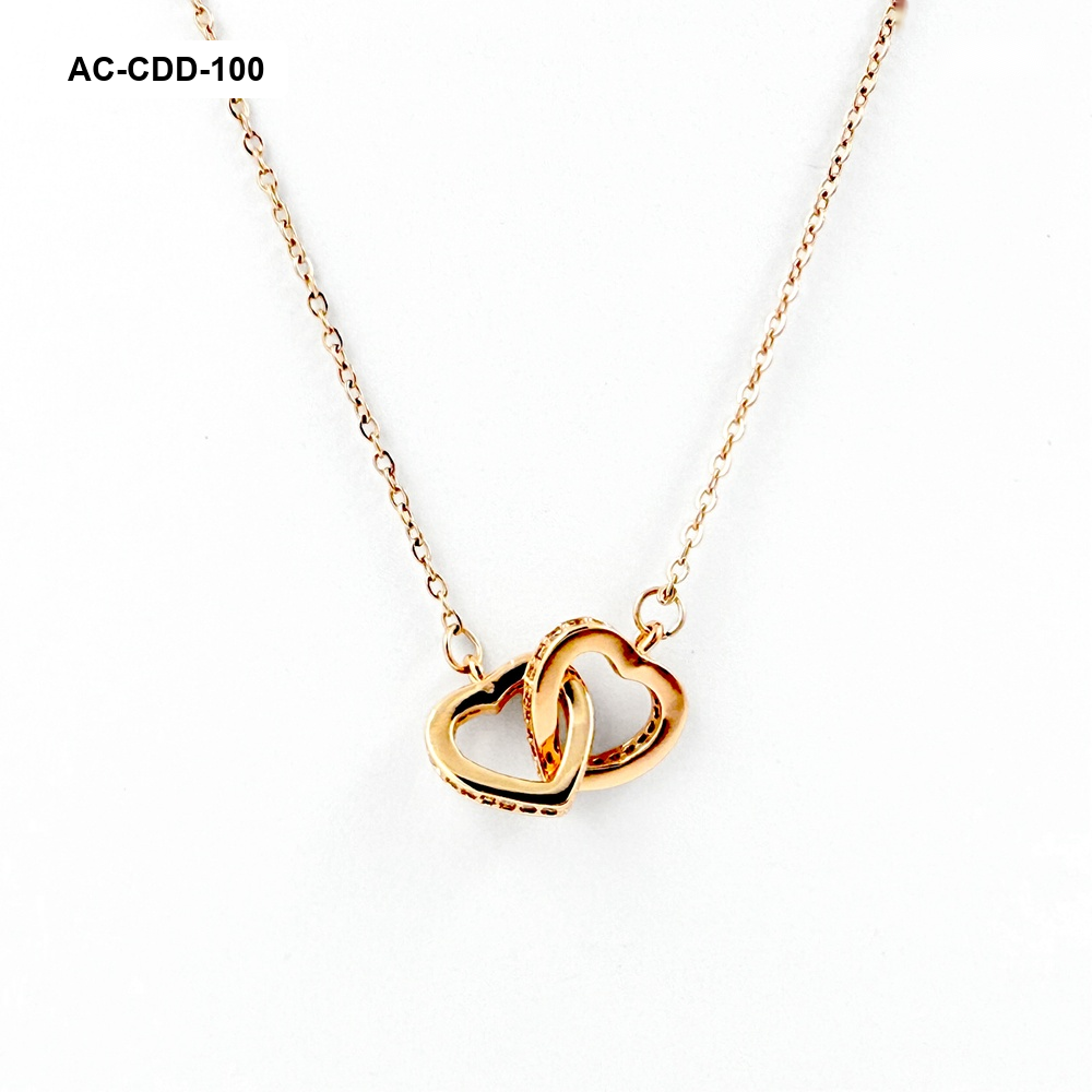 *CADENA CON DIJE EN ACERO GOLD ROSE CORAZONES ALIANZA
