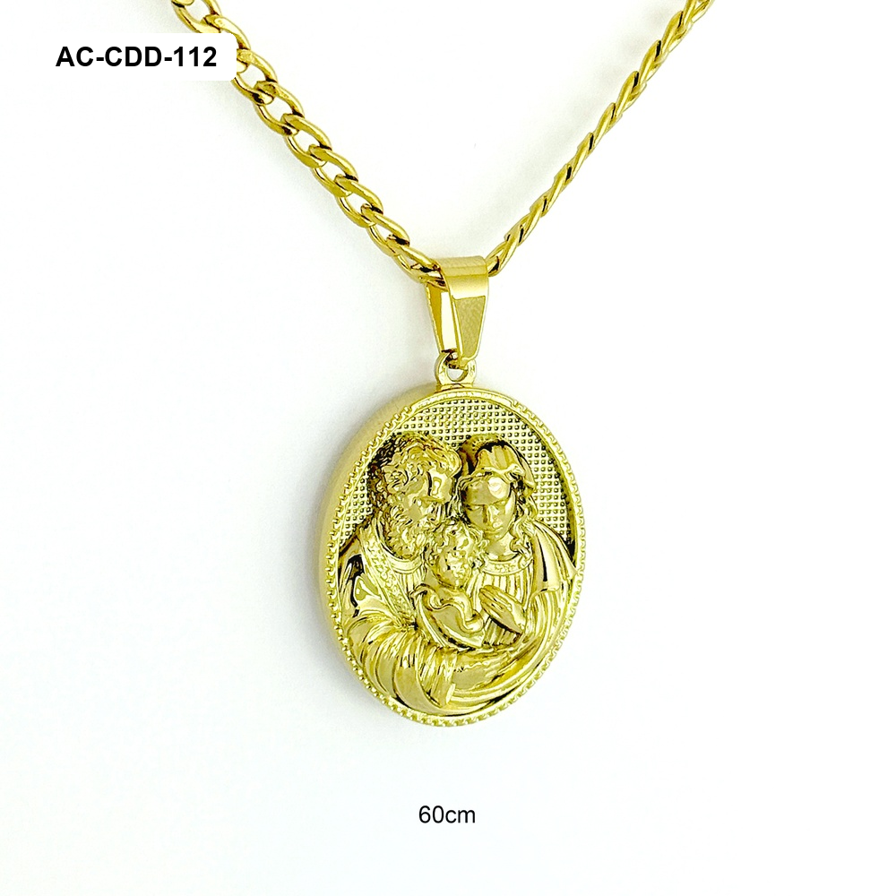 *CADENA CON DIJE EN ACERO GOLD / SILVER MEDALLA SAGRADA FAMILIA