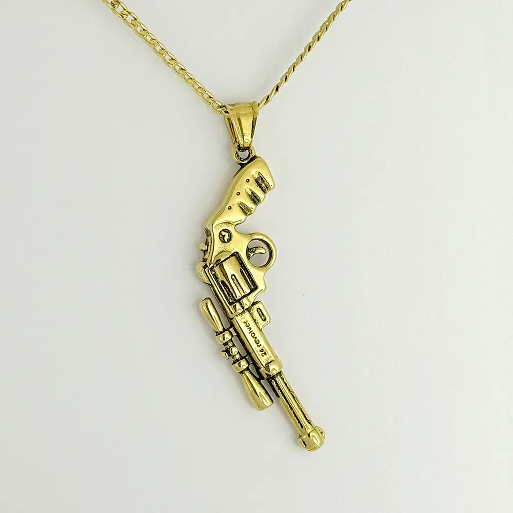 *CADENA CON DIJE EN ACERO GOLD / SILVER PISTOLAS 60 CM
