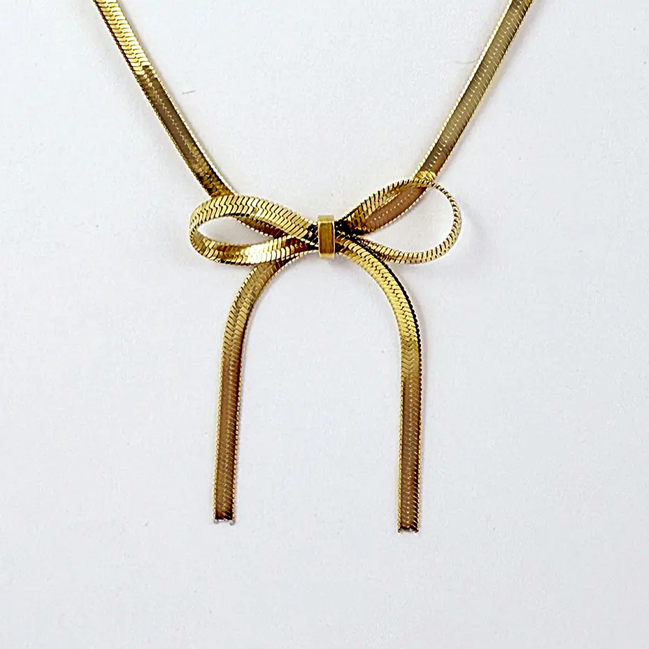 Collar en acero gold tejido serpiente lazo