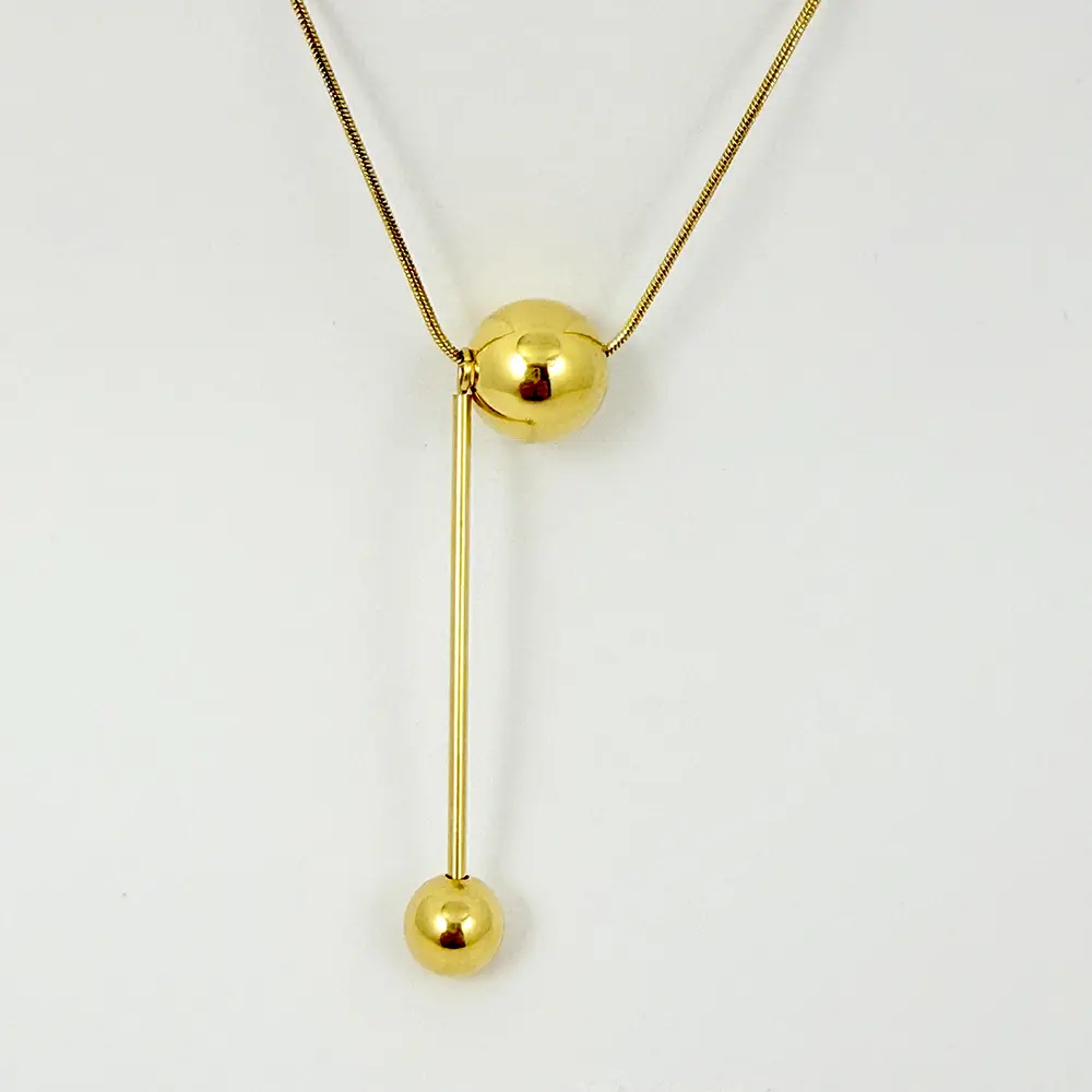 Collar en acero gold dijes bolas / barras