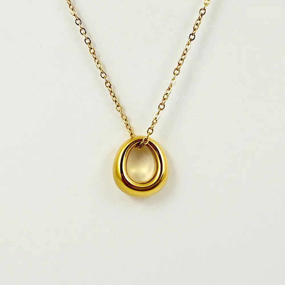 *COLLAR EN ACERO GOLD DIJE GEOMÉTRICO